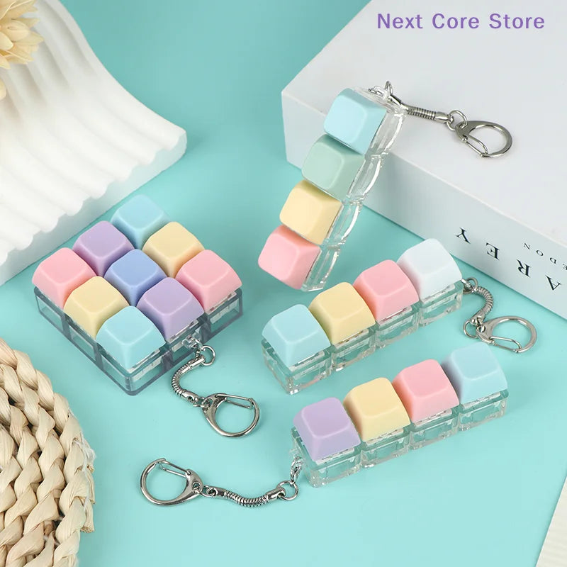 Macaron Keycap Keychain – 4-Key Mechanical Sensory Fidget Toy Fidget Keychain Toy Nixie