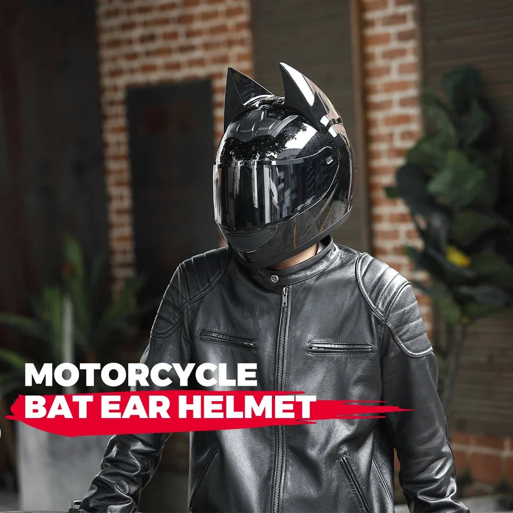 KEMITOUR Bat Ears Full Face Motorcycle Helmet – DOT Certified Full Face Helmet Nixie