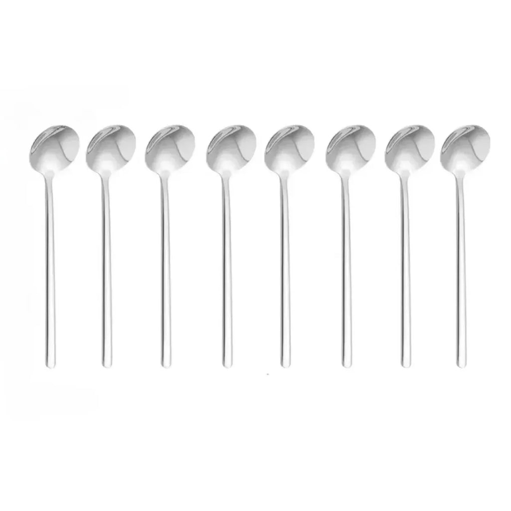 8-Piece Stainless Steel Long Handle Spoons – Ice Cream & Cocktail Kitchen Spoon Set Nixie