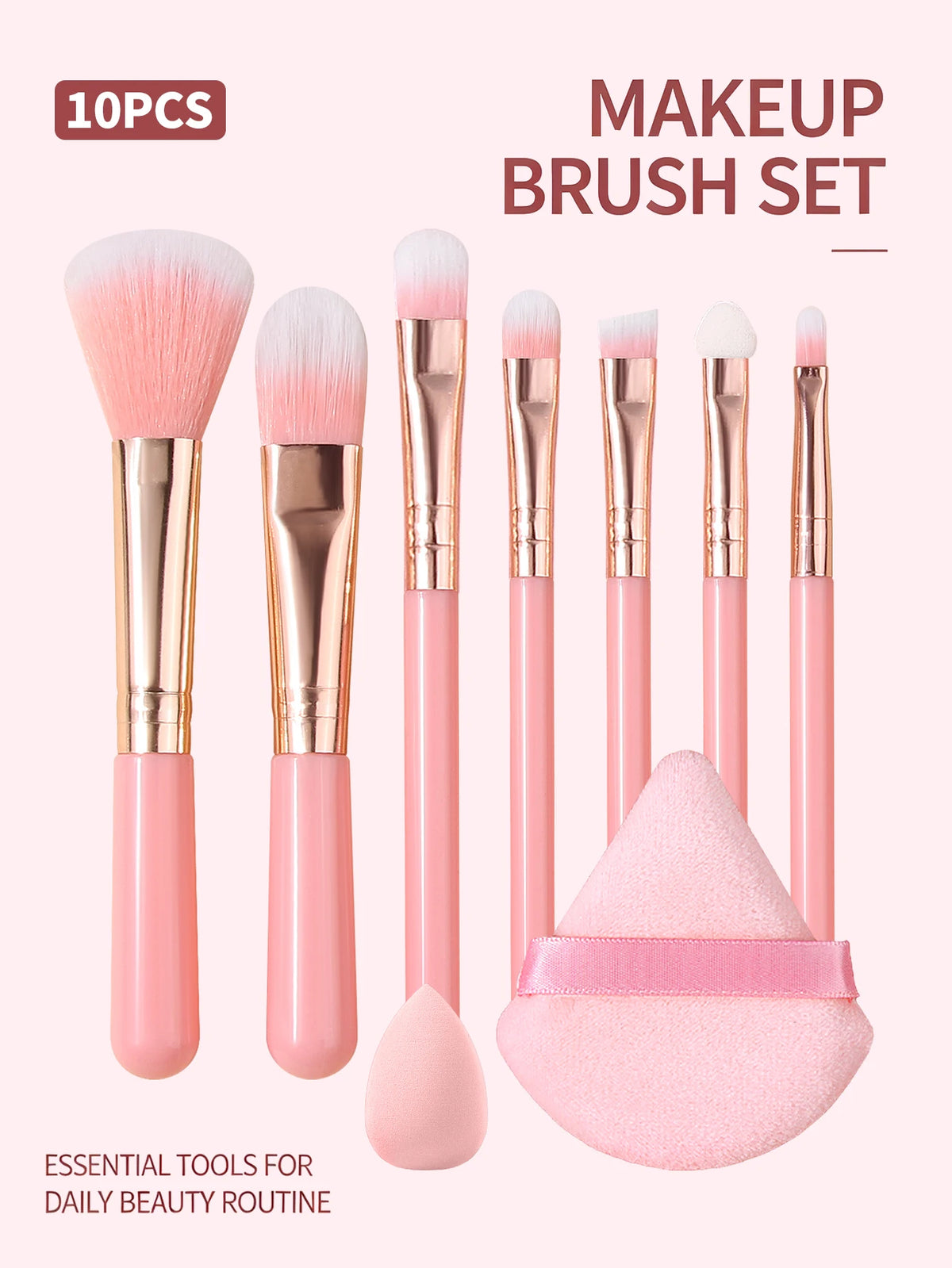 10-Piece Makeup Brush Kit with Powder Puff & Sponge Makeup Brush Set Nixie