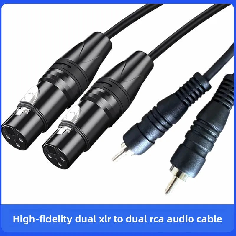 Dual XLR Female to Dual RCA Male Audio Cable | Mixer & Amp Audio Cable Nixie black 2m