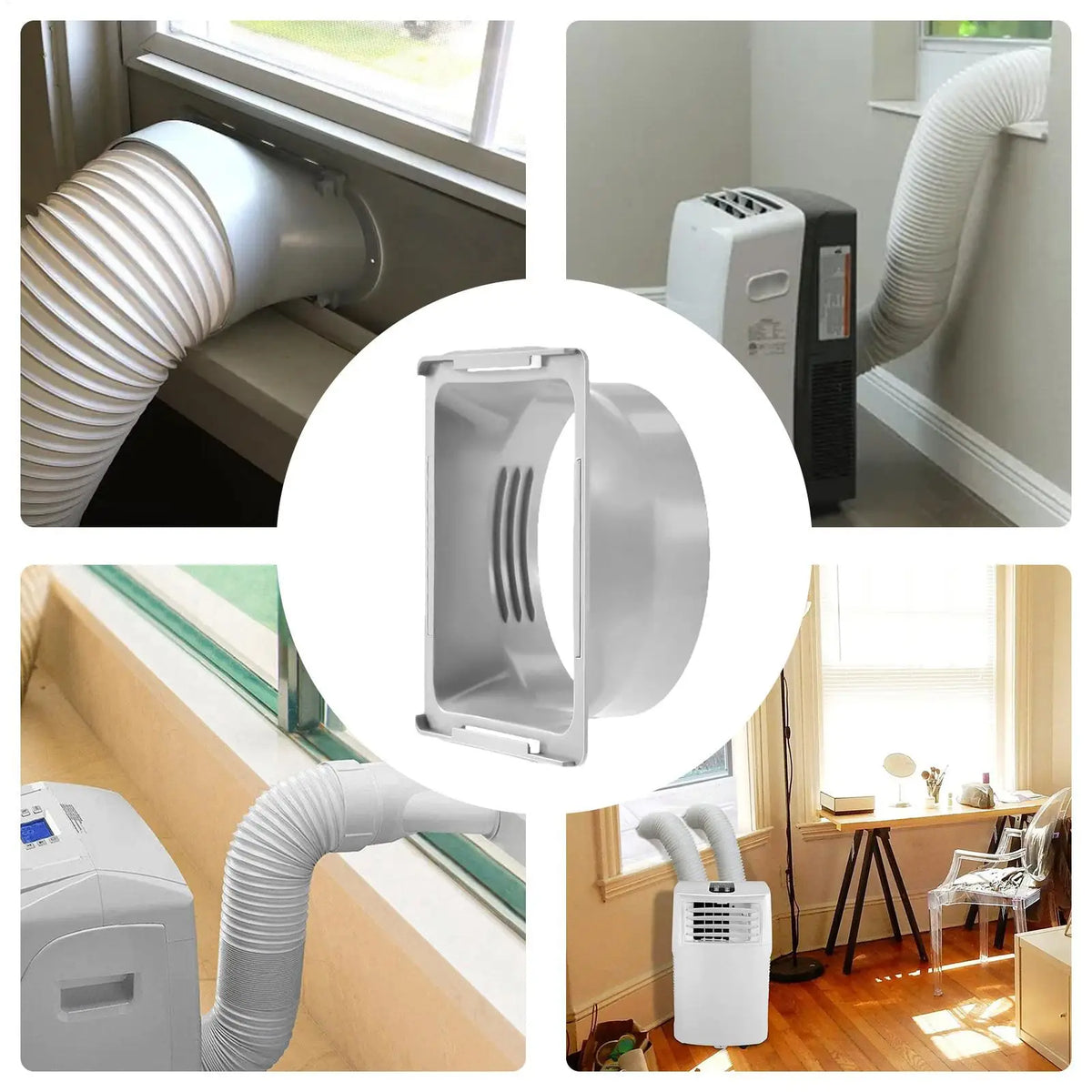 Portable AC Square Exhaust Hose Adapter 5.9" Pipe Coupler AC Exhaust Hose Adapter Nixie