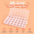 Transparent 28-Grid Box with Card Holders – Nail, Bead & Jewelry Compartment Storage Box Nixie 28 Grids