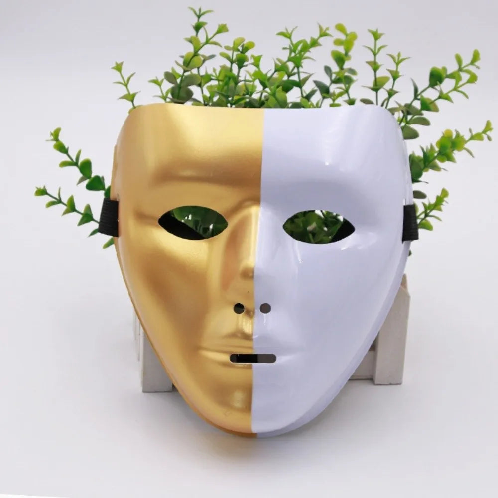 Full Face Phantom Dancer Cosplay Mask – Halloween Party Prop Costume Party Mask Nixie Gold-White