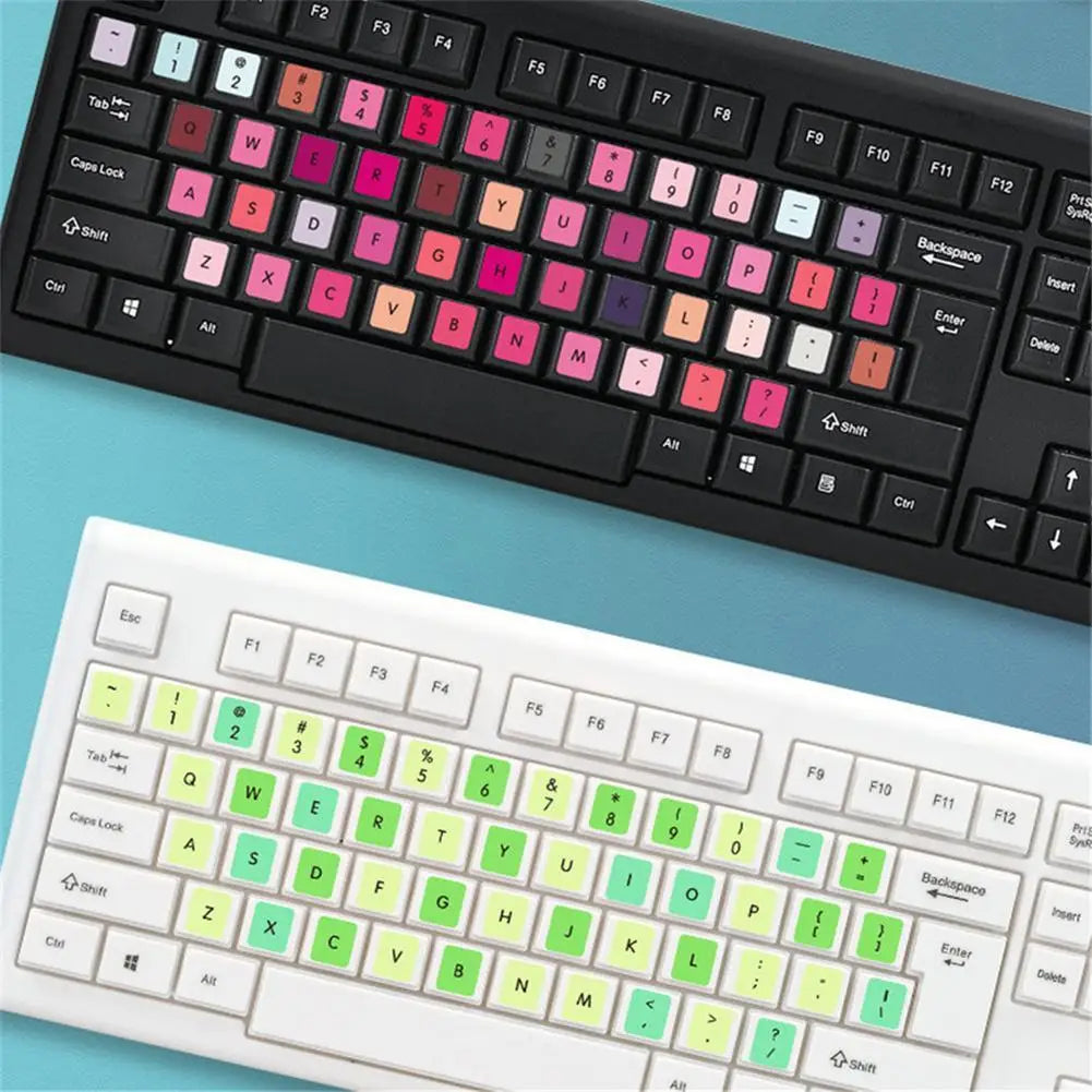 Macaron Color English Keyboard Stickers – Dustproof PVC Key Film Keyboard Sticker Nixie