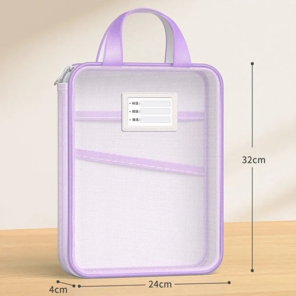 A4 Mesh Stationery Bag – 3-Layer Zipper, Large Capacity Document Storage Bag Nixie