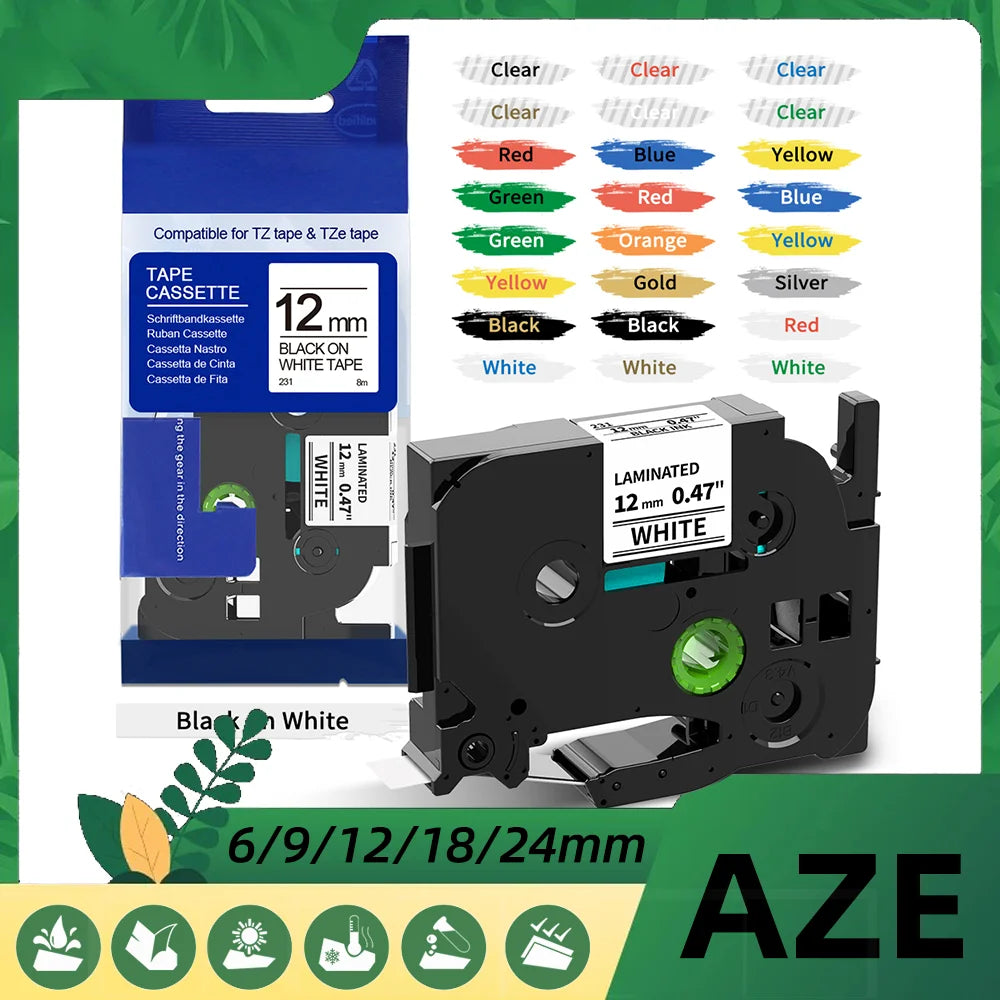 Labelife TZ Tape Compatible Brother P-Touch 6mm–18mm TZe Label Maker Tape Nixie