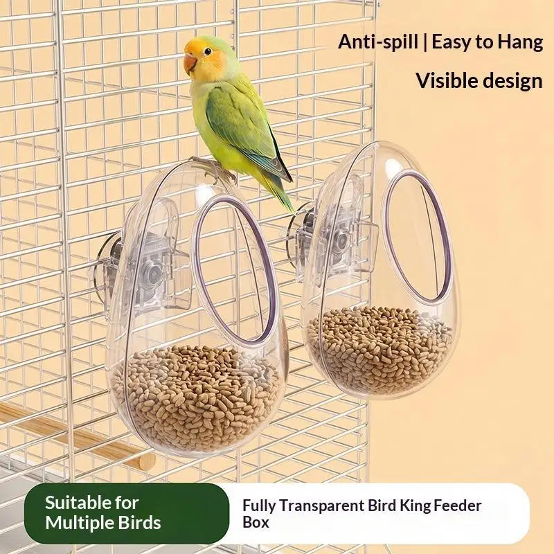Anti-Splash Transparent Parrot Bird Feeder Cup | Cage Mount Bird Cage Feeder Nixie