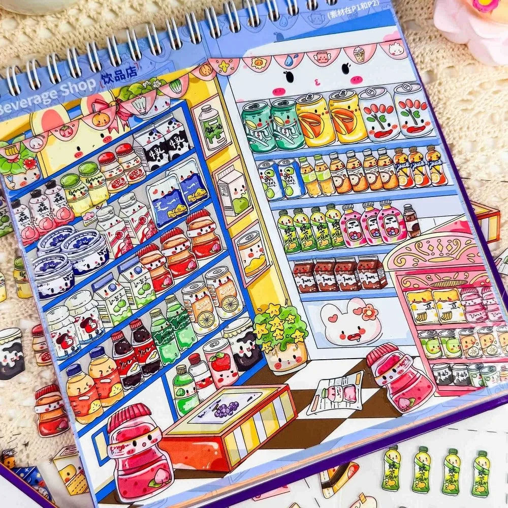 Supermarket Miniature Scene Stickers – 10 PET Die-Cut Scenes Decorative Sticker Set Nixie