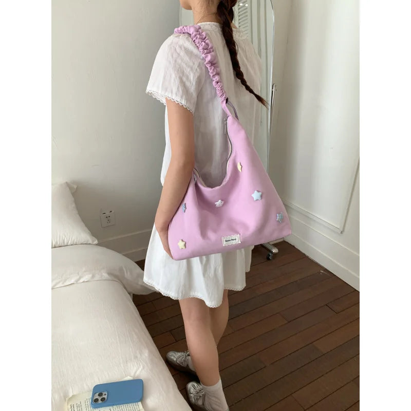Korean Star Canvas Drawstring Crossbody Shoulder Bag for Women Crossbody Shoulder Bag Nixie