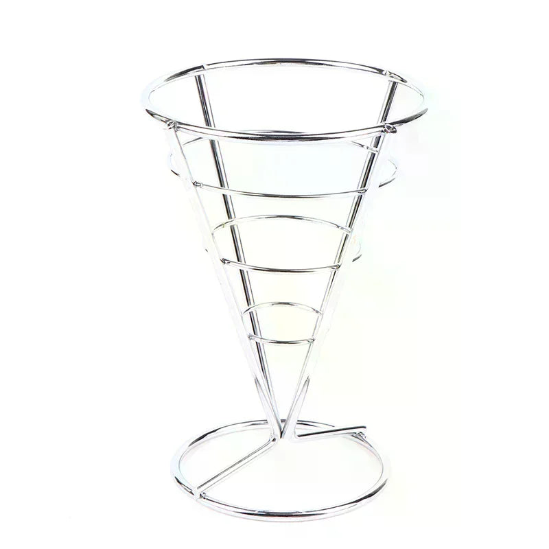 Stainless Steel French Fry Cone Basket Stand Holder Set Fry Basket Stand Nixie