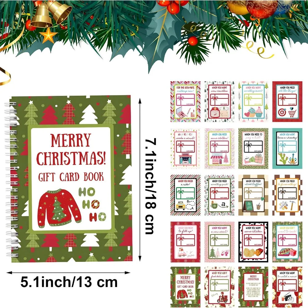 Spiral-Bound Christmas Gift Card Book – DIY Multicolor Paper Holiday Card Book Nixie