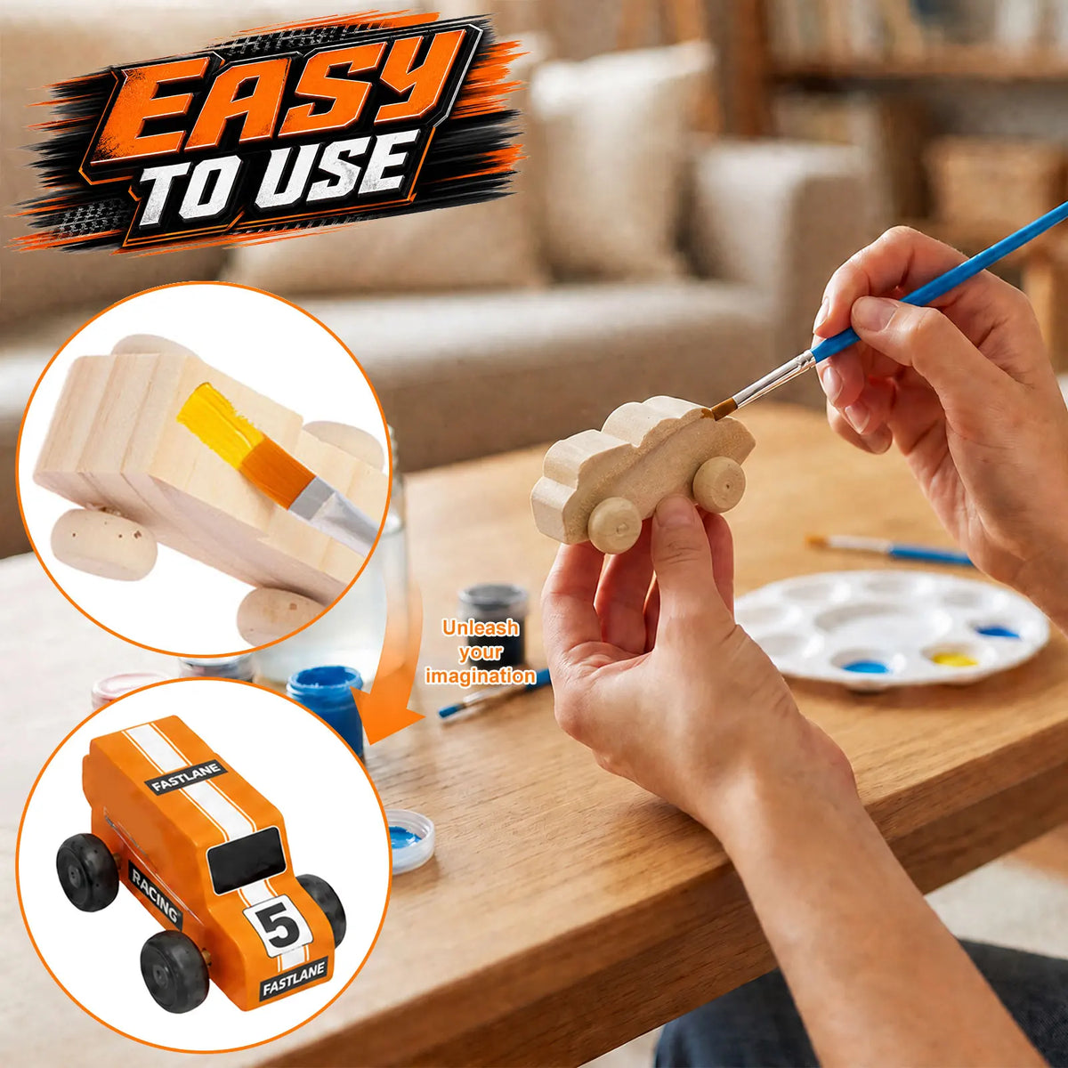 12/8Pcs Unfinished Wooden Paintable DIY Car Toys for Kids
