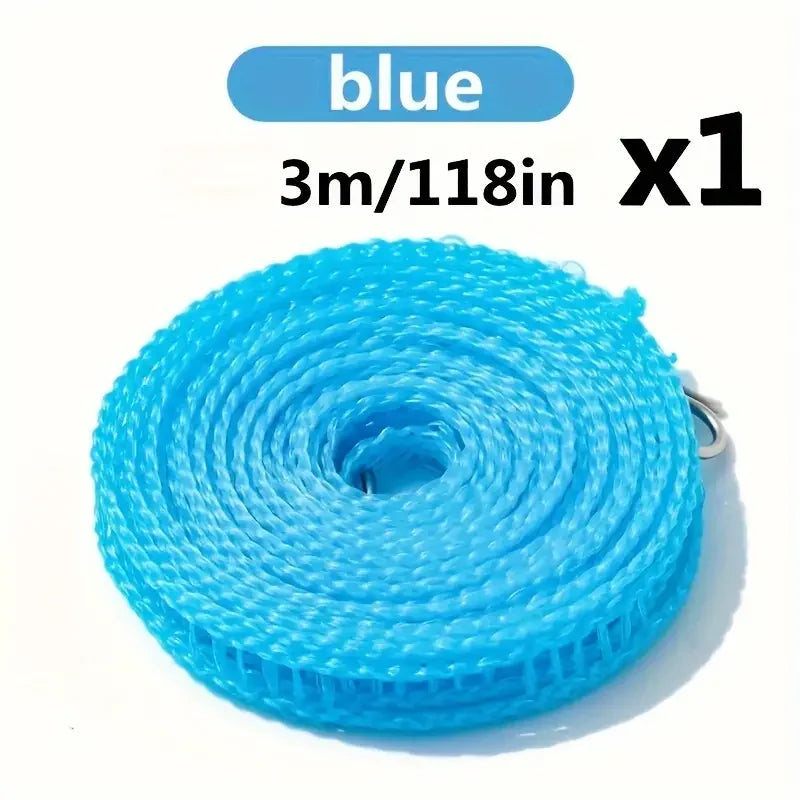 Portable Nylon Travel Clothesline – Windproof Camping Drying Line Camping Clothesline Nixie Blue3M