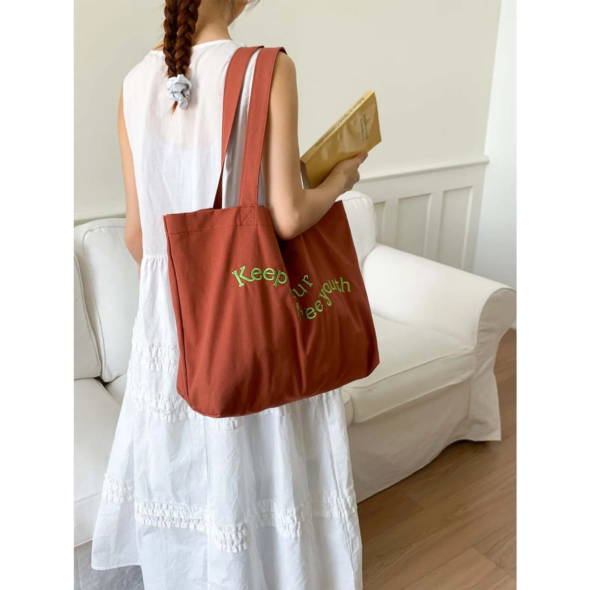 Large Canvas Tote Bag – Korean Style Women's Casual Shoulder Bag Canvas Tote Bag Nixie