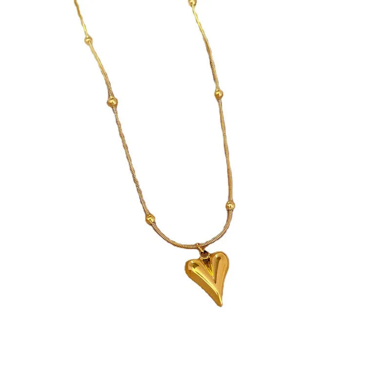 Beaded Heart Gold Clavicle Chain Necklace for Women Chain Necklace Nixie
