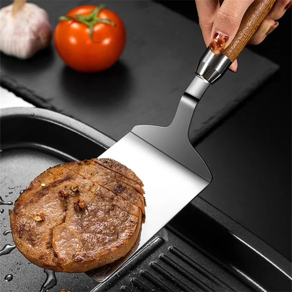 Stainless Steel Spatula Wooden Handle – BBQ Griddle Turner