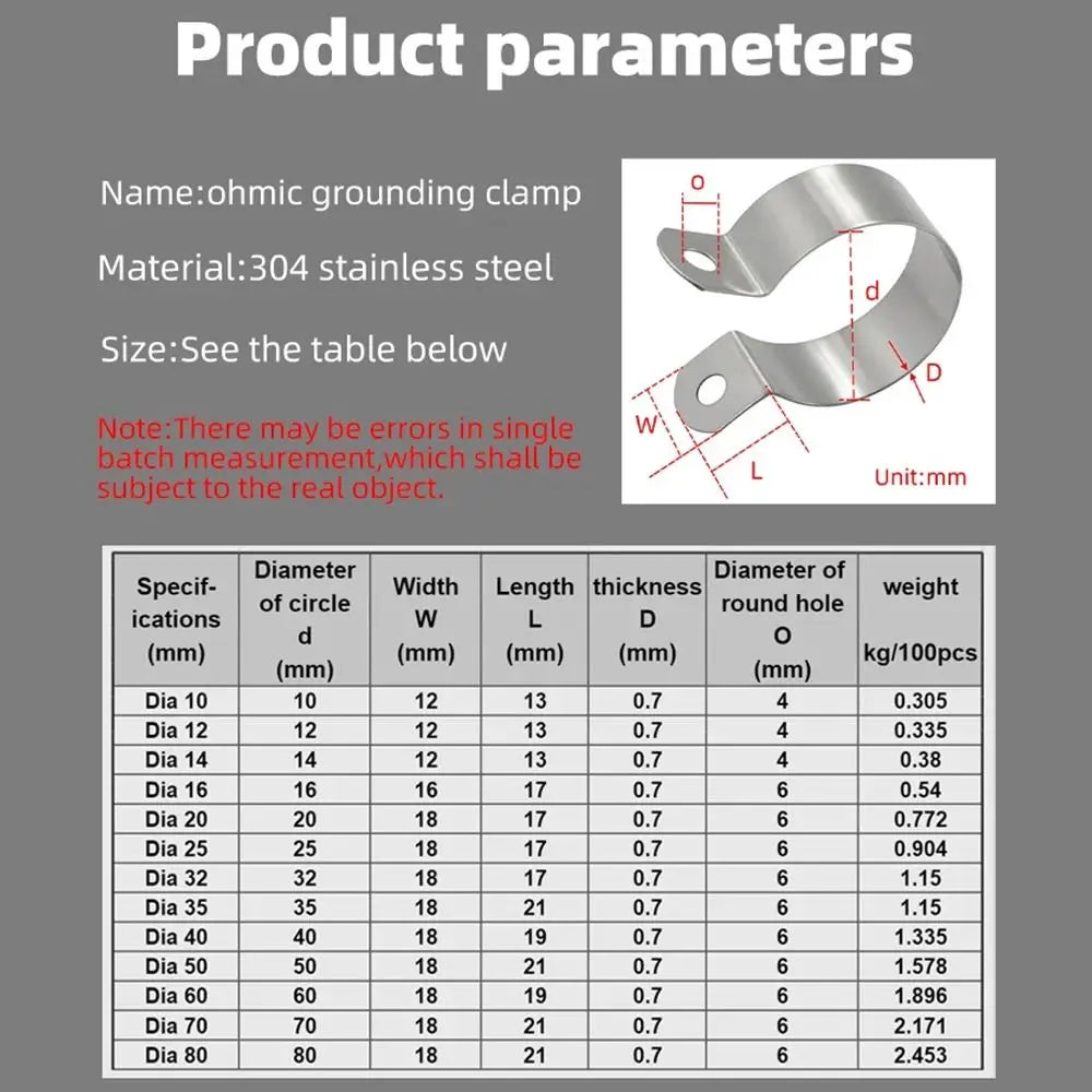 304 Stainless Steel Hose Clamp with Screws & Nuts – 10–60mm