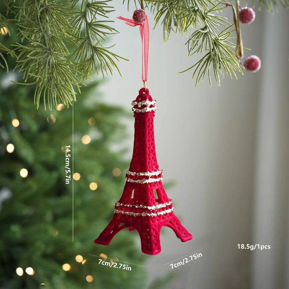 Velvet Elk Christmas Tree Ornament – Red Bow Pendant Decor