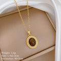 Oval Zircon Pendant Necklace | Gold-Plated Clavicle Chain Pendant Necklace Nixie XL2606-393