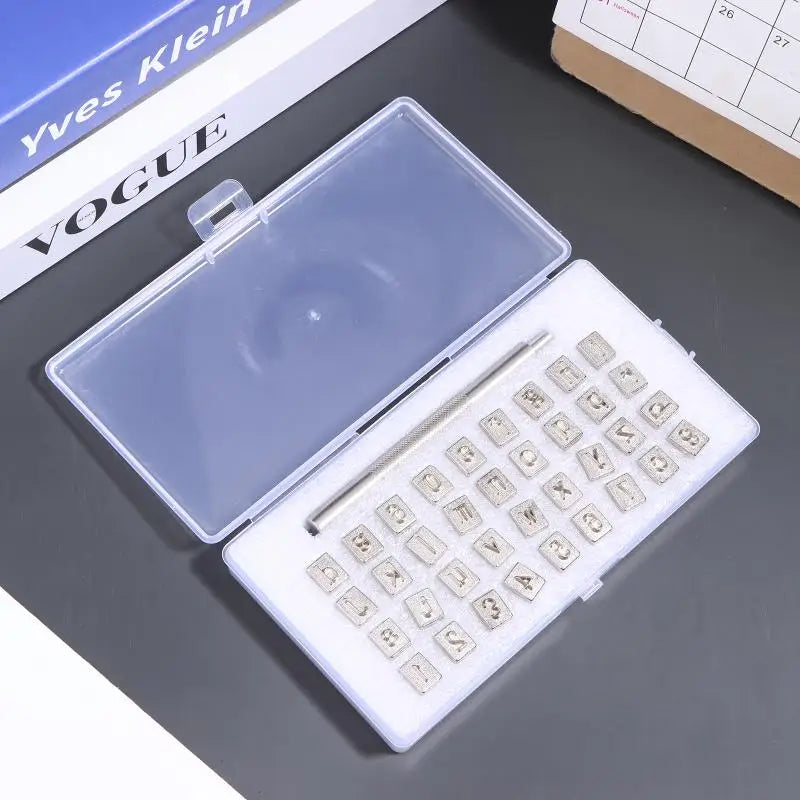 36Pcs Stainless Steel Alphabet & Number Stamp Punch Kit Leather Stamp Kit Nixie