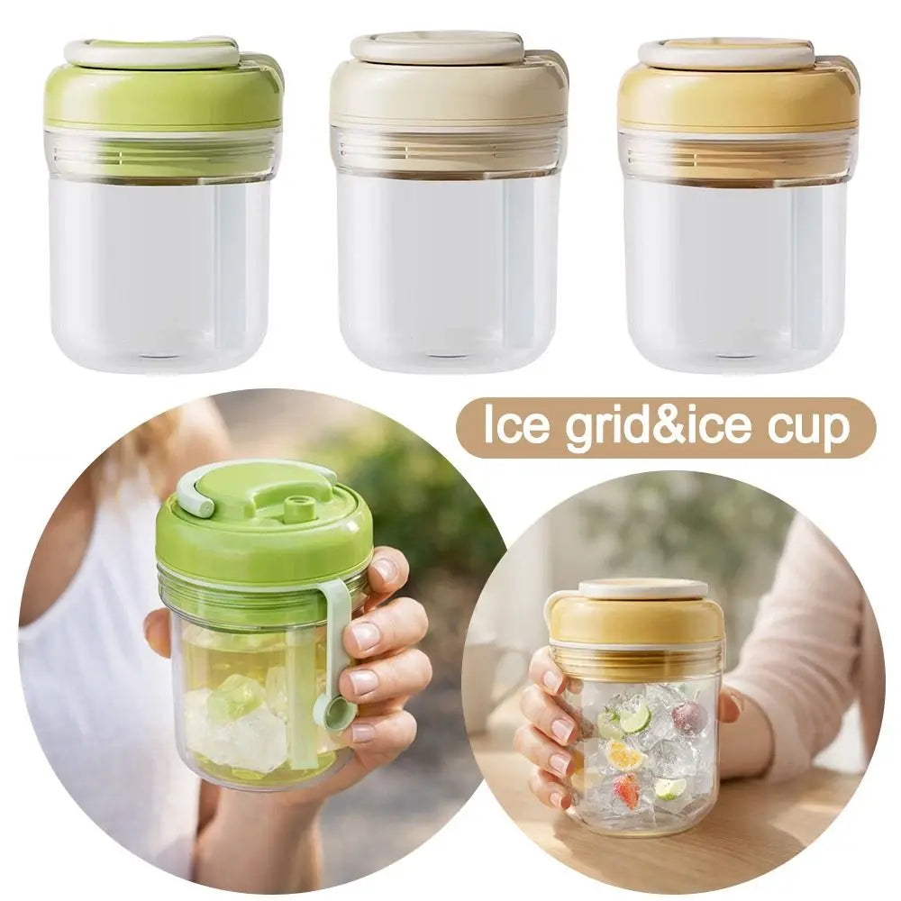 3-in-1 Ice Cube Tray Press Bottle | Easy Release Straw Cup Ice Cube Tray Bottle Nixie