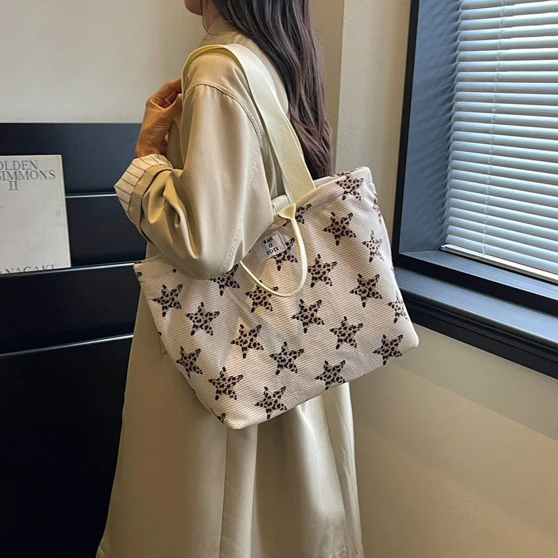 Korean Star Print Single-Shoulder Tote Bag for Girls Shoulder Tote Bag Nixie