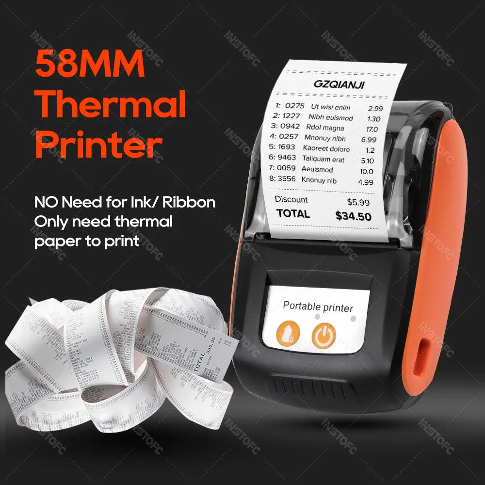 58mm Portable Bluetooth Thermal Printer – Wireless Receipt Printer