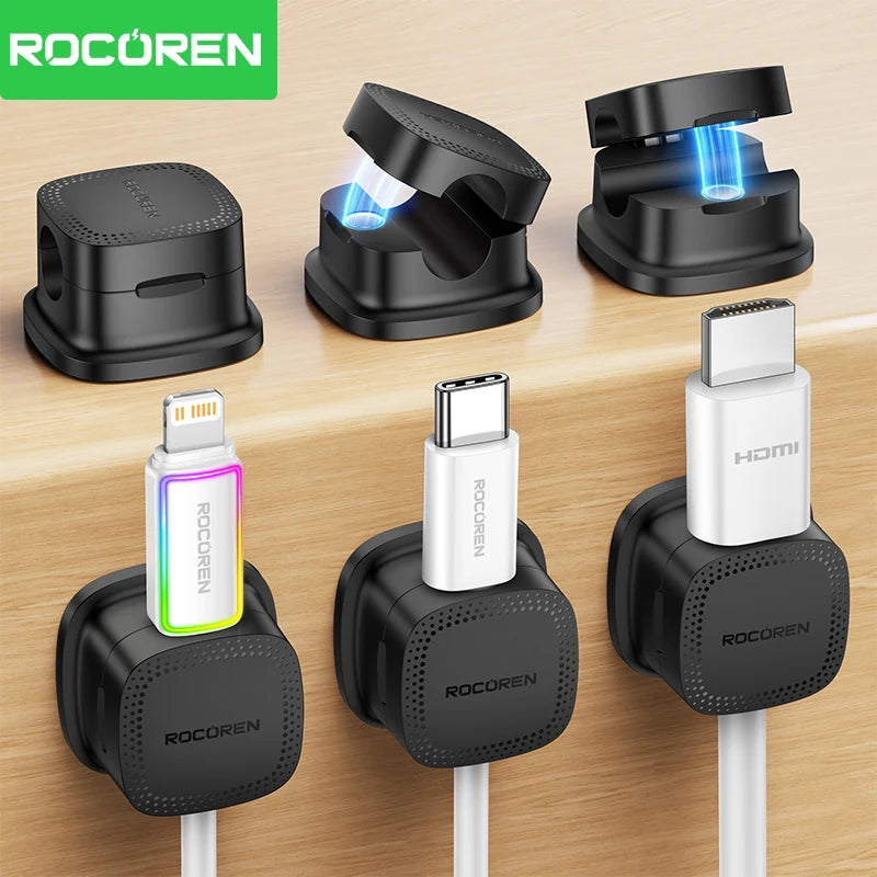 ROCOREN Magnetic Cable Organizer – Self-Adhesive Wire Clips Cable Management Clip Nixie
