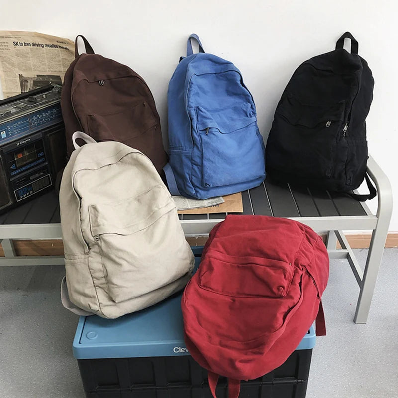 Vintage Canvas Backpack Y2K Preppy Laptop Travel Bag Unisex Canvas Backpack Nixie