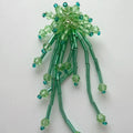 3D Crystal Beaded Flower Patch – Hand-Sewn Glass Bead Appliqué Beaded Flower Appliqué Nixie Green 2Pcs