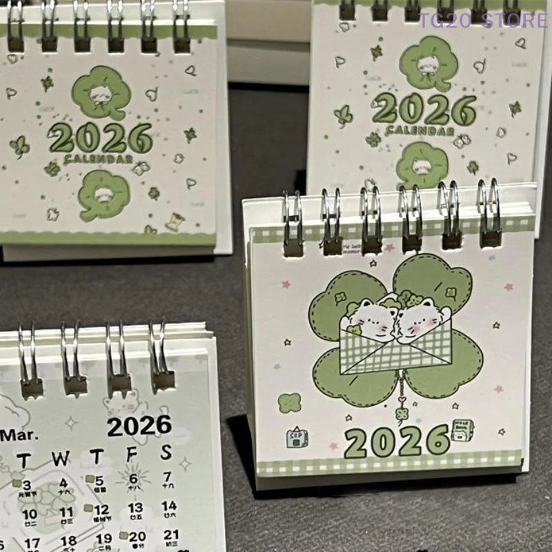 2026 Mini Desktop Calendar Lucky Cat Cute Desk Organizer Desktop Calendar Nixie