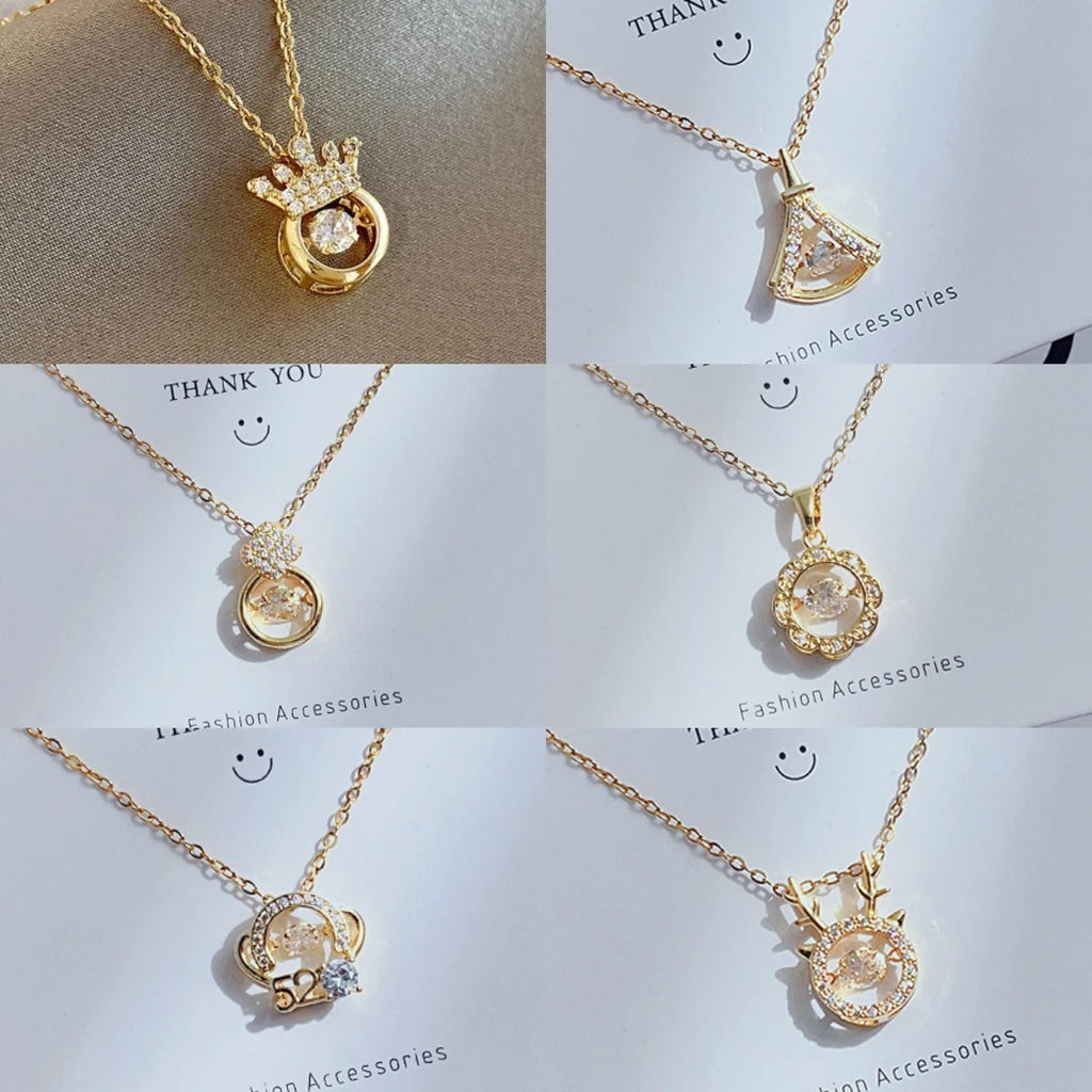 Four-Leaf Clover Pendant Necklace | Gold Clavicle Chain Pendant Necklace Nixie