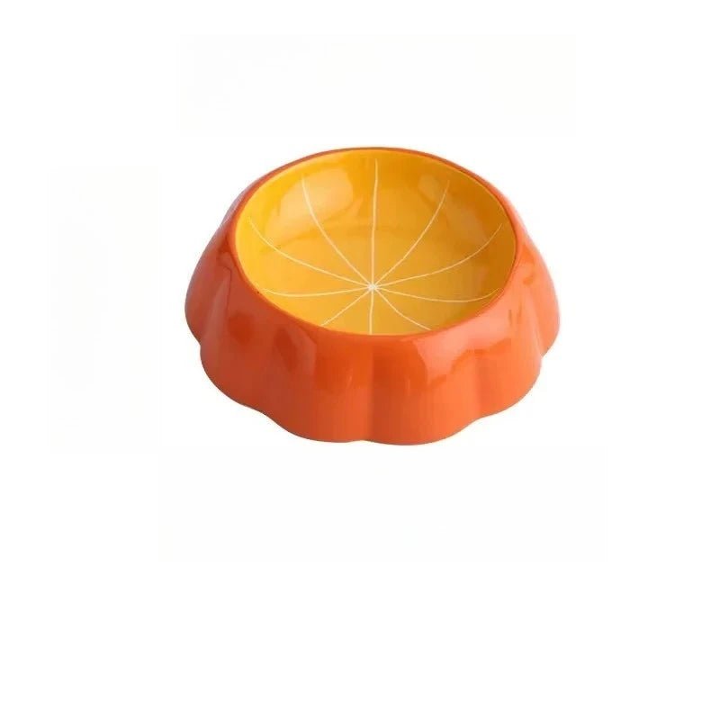 Cute Fruit Shape Ceramic Cat & Small Dog Bowl – 4 Designs Ceramic Pet Bowl Nixie Orange
