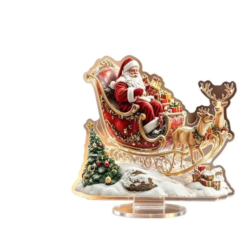 2D Acrylic Santa Reindeer Desktop Christmas Ornament Decor Christmas Acrylic Ornament Nixie