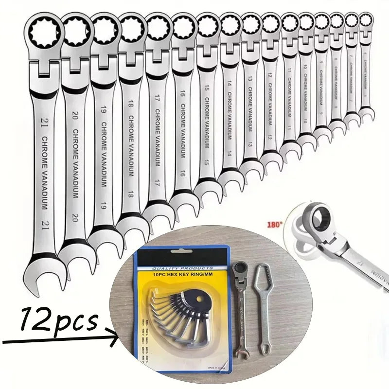 12-Piece Vanadium Steel Combination Wrench Set | Cr-V Tools Combination Wrench Set Nixie