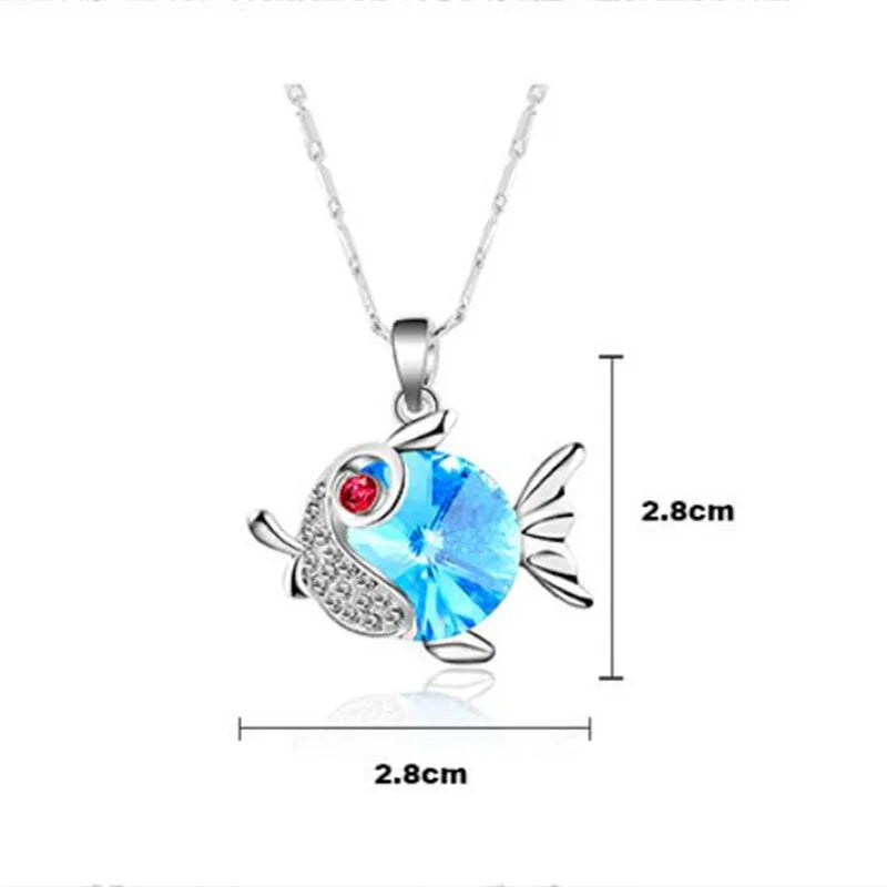 Crystal Zircon Fish Pendant Necklace | Women's Fashion Jewelry Pendant Necklace Nixie