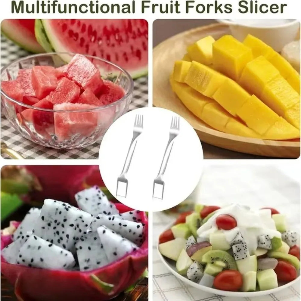2-in-1 Stainless Steel Watermelon Cutter & Fork Slicer Fruit Slicer Tool Nixie
