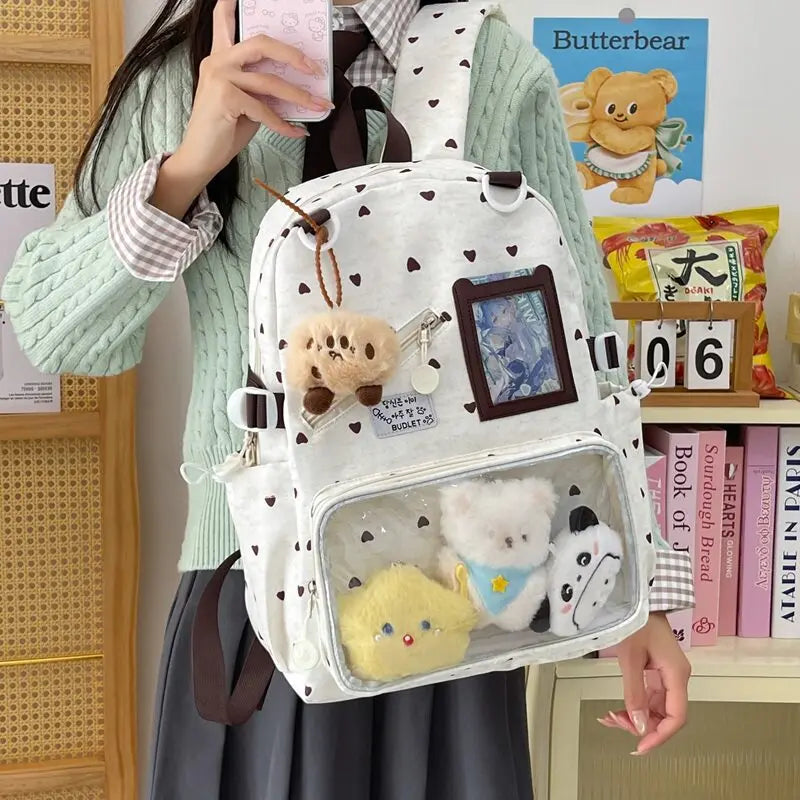 Heart-Shaped Backpack for Girls | Korean Style School Bag