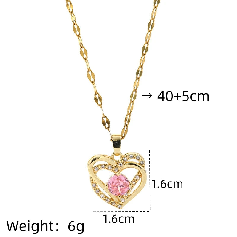 Interwoven Heart Pendant Necklace – Stainless Steel Choker Pendant Necklace Nixie