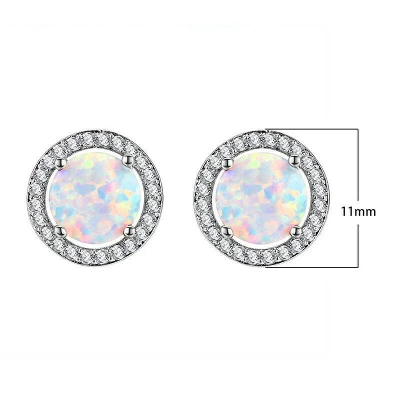Blue Simulated Opal Stud Earrings – Silver & Rose Gold | Nixie Fashion Stud Earrings Nixie
