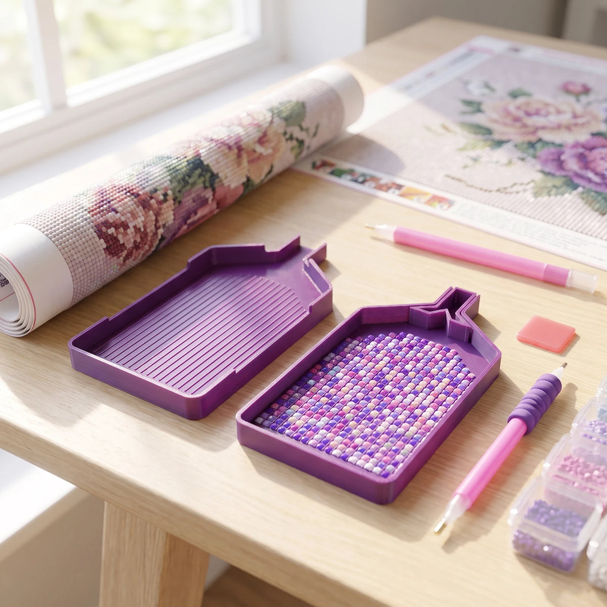Diamond Painting Tray Kit – Dustproof Lid & Organizer, 2pcs