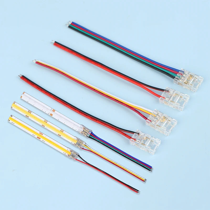 COB LED Strip Connectors 8/10mm Solderless 2 3 4 Pin 5/10Pcs LED Strip Connector Nixie