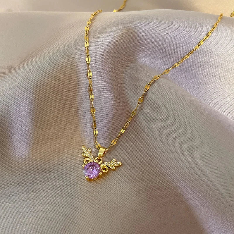 Zirconia Pendant Necklace for Women | Gold Minimalist Chain Pendant Necklace Nixie