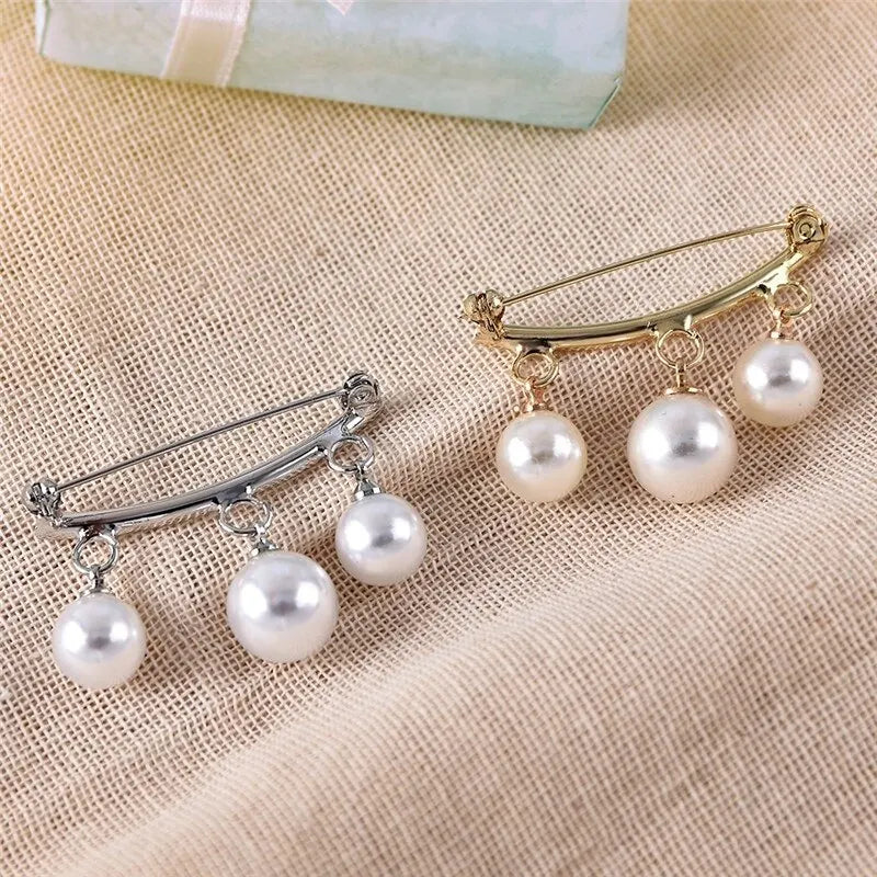 2pcs Pearl Pendant Brooch Set – Unisex Anti-Slip Corsage Pin Brooch Pin Set Nixie