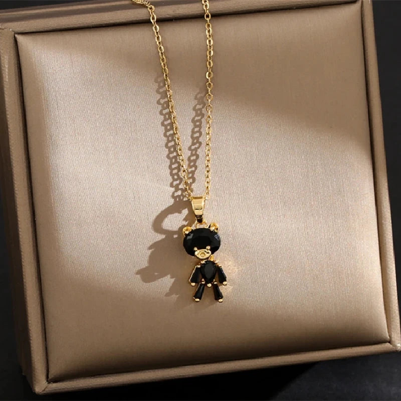Gold Plated Animal Pendant Necklace | Copper & Steel Chain Pendant Necklace Nixie XL1997-17