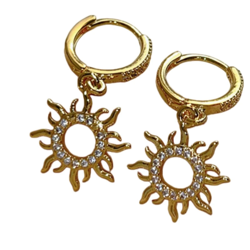 Sparkling Zircon Drop Hoop Earrings – 14K Gold Plated Women Drop Hoop Earrings Nixie