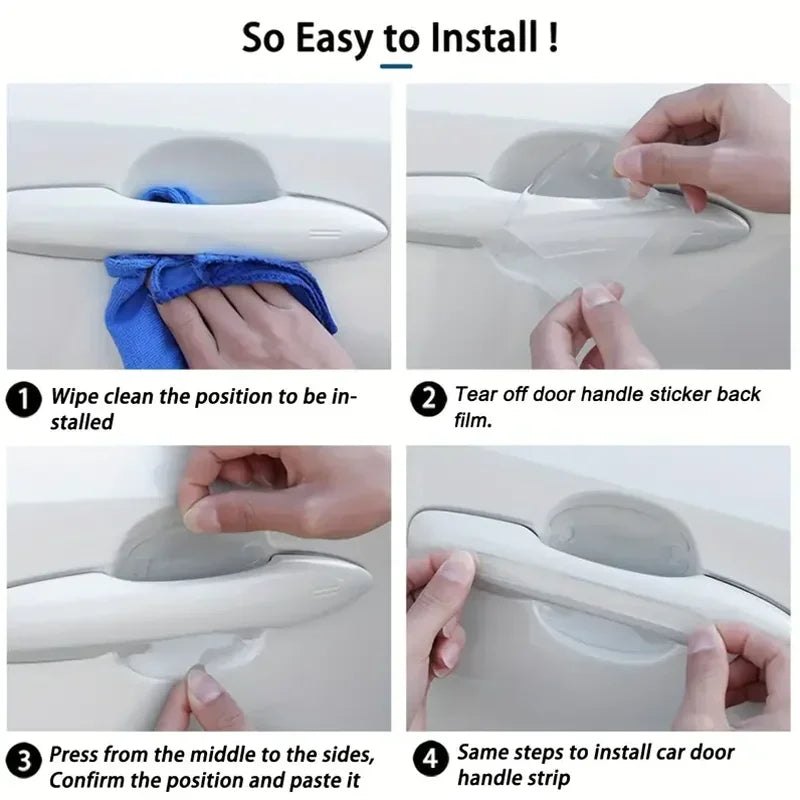 8PCS Car Door Handle Bowl Scratch-Proof Protective Sticker Film Car Door Protector Nixie