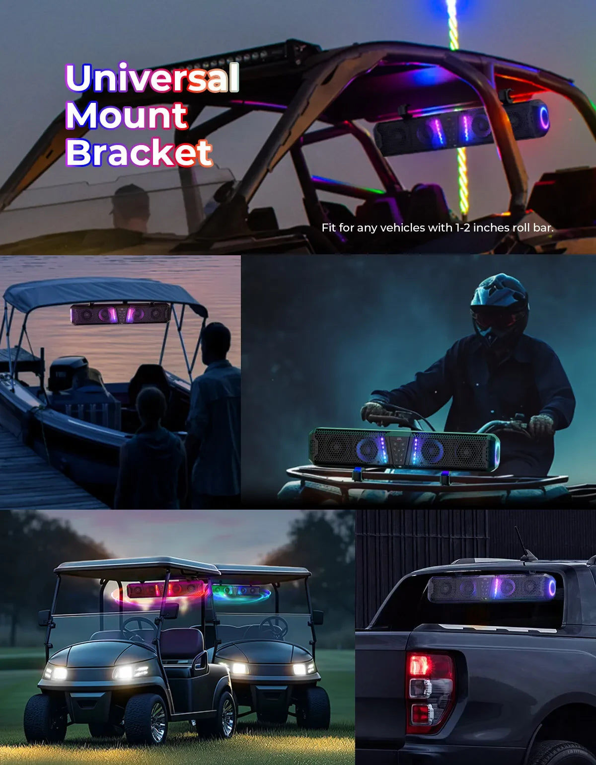 32" UTV Sound Bar IP66 Waterproof Bluetooth RGB – Fits ATV Roll Bar UTV Sound Bar Nixie