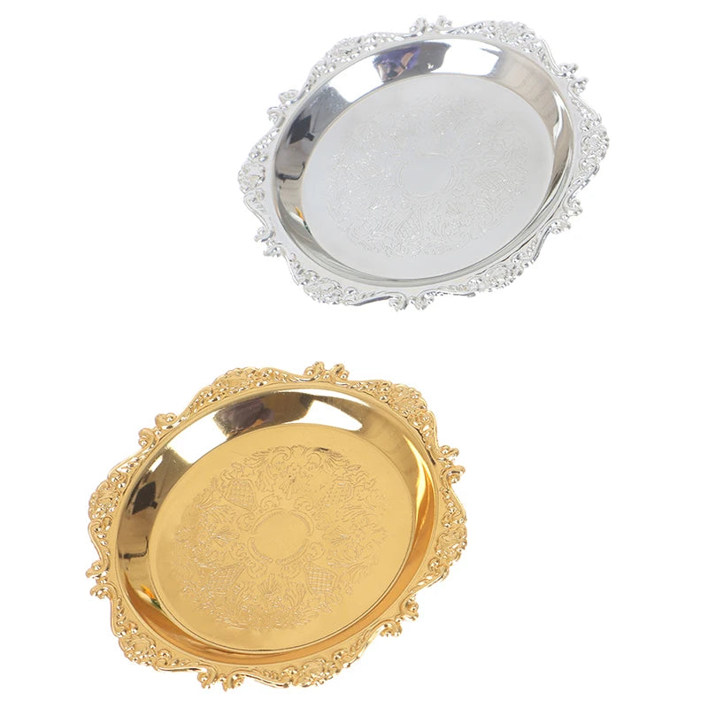 Silver & Gold Glossy Metal Tray – Decorative Plate for Party Decorative Serving Tray Nixie